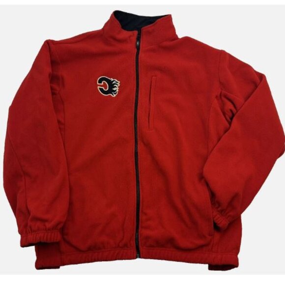 Reebok Hockey Calgary Flames Reversible Jacket Men's Size Large NHL Center Ice - Picture 1 of 12